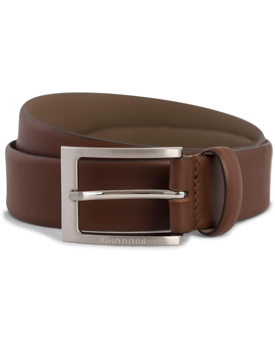 boss barnabie leather belt 3,5 cm medium brown k60ux